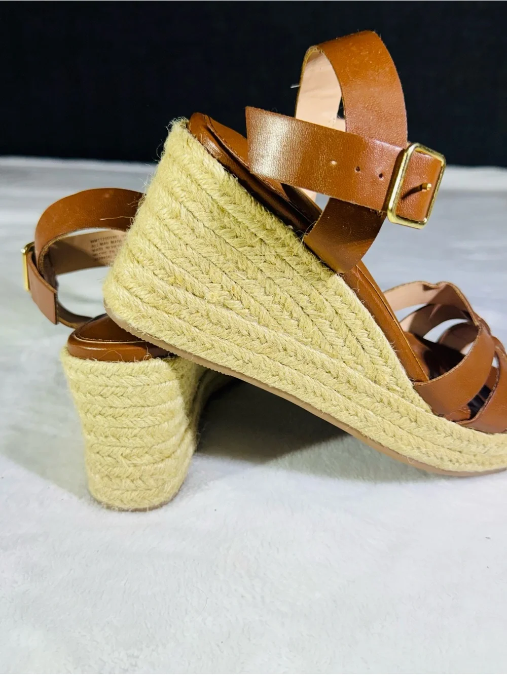 Time and Tru Tan Brown Espadrille Wedge Sandals with Ankle Strap